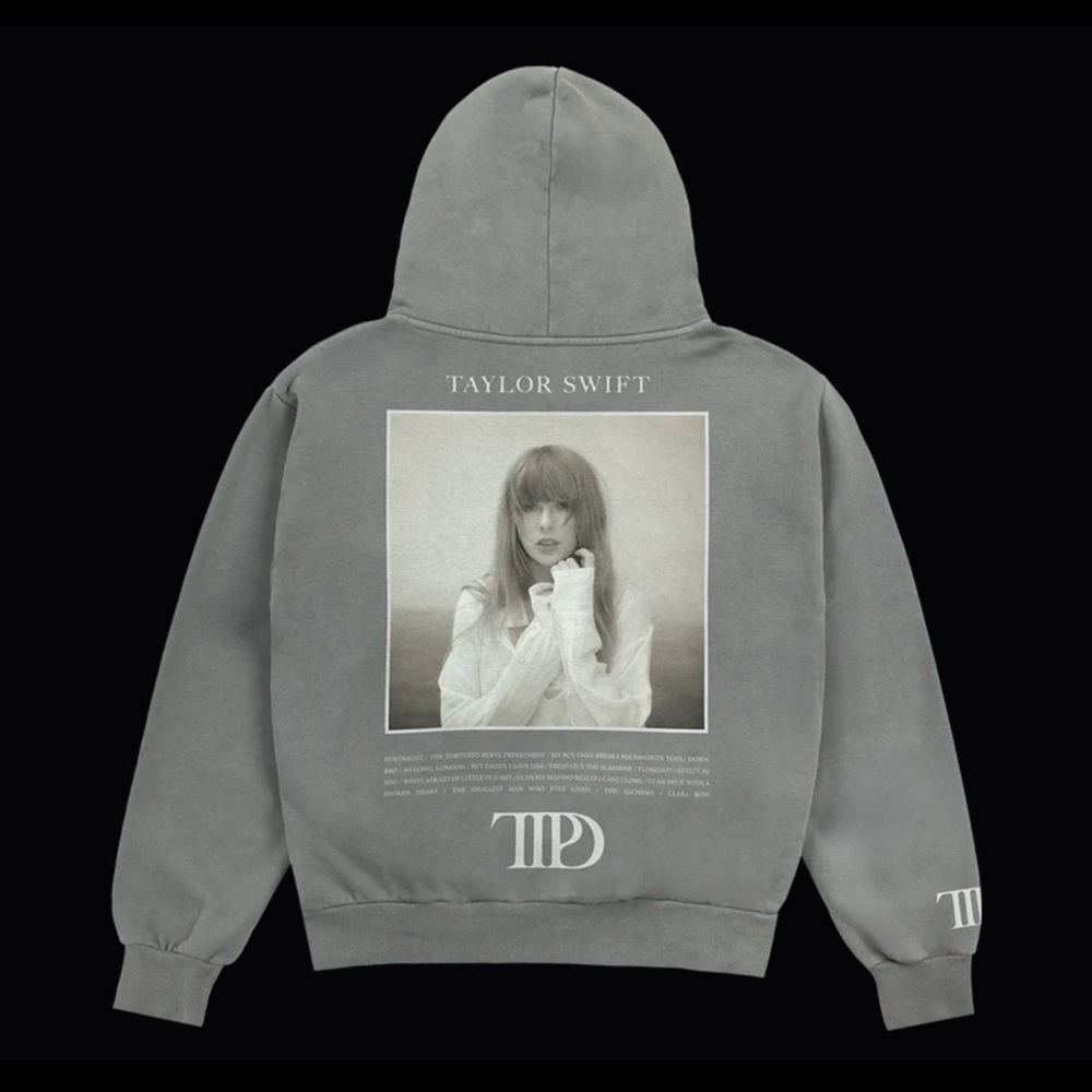 Taylor Swift The Tortured Poets Department Gray Hoodie Sweater Sweatshirt MEDIUM